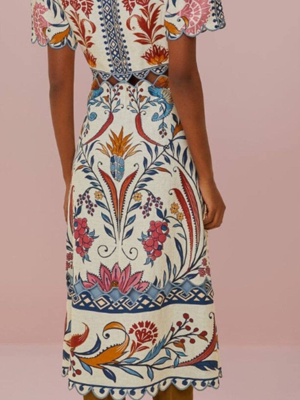 Cream Romantic Lightness Short Sleeve Midi Dress - Picture 2 of 8